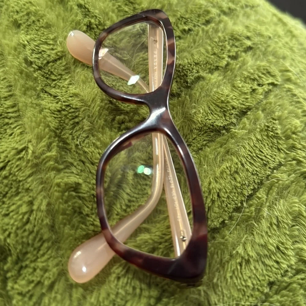 Prada Eyeglasses Frames VPR 03Q UE0-1O1 Brown Tortoise & Clear Pink 52-18-140